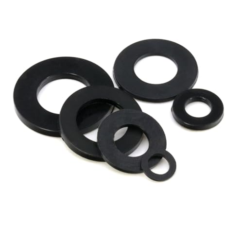 20/50/100/500 Stück Nylon-Schrauben-Unterlegscheibe M3 M4 M5 M6 M8 M10 M12 Kunststoffdichtungen Abstandshalter Überzogene flache Isolierung Einfache runde O-Ring-Dichtung(Black,M12 X 20 X 1_100PCS) von UHNYTRV