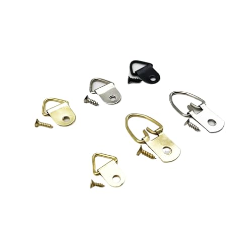 25 Stück Golden Silber Schwarz Dreieck D-Ring compatible Aufhängen Ölgemälde Spiegel Bilderrahmen Aufhänger Kunstwerk Foto Wandhaken mit Schrauben(F silver 13x32mm) von UHNYTRV