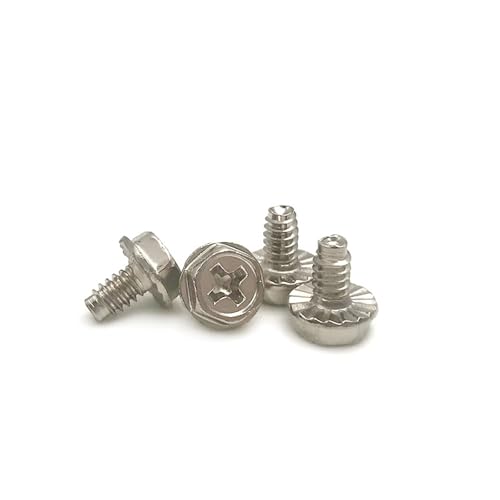 25 Stück PC-Gehäuse Netzteil Netzteil Festplatte Motherboard/Sechskantflansch Unterlegscheibenkopf Befestigungsschraube 6#-32 x 6 mm DIY Computer(Silver) von UHNYTRV