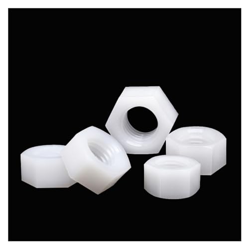 5–50 Stück M2 M2,5 M3 M4 M5 M6 M8 M10 M12 M14 M16 M18 M20 Sechskant-Sechskantmutter aus weißem oder schwarzem Kunststoff, Nylon, DIN934(White Color,M10 (10pcs)) von UHNYTRV