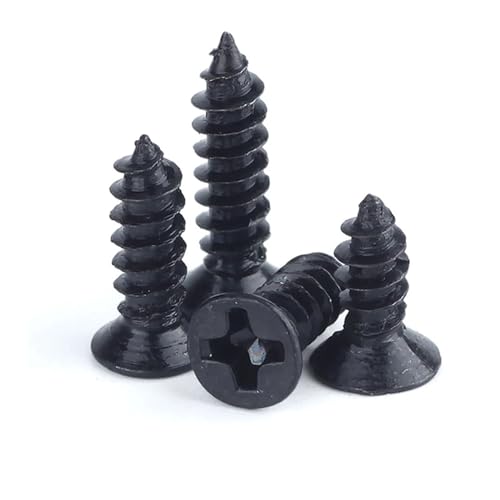 50–200 Stück M1 M1,2 M1,4 M1,7 M2 M2,6 M3 M3,5 schwarzer Stahl/Flachsenkkopf Kreuzrundrundkopf selbstschneidende Holzschraube(Head,3MM_M2 X100PCS) von UHNYTRV