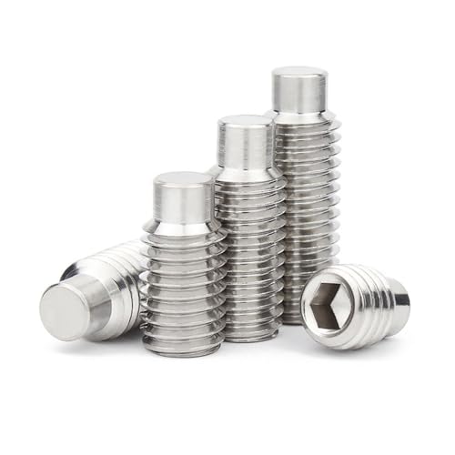 M2,5 M3 M4 M5 M6M8 M10 M12 M16 304 Edelstahl Inbus Innensechskant Konvexes Ende Grub Kopflose Schraube Dog Point Stellschraube DIN915(16mm,10pcs M4) von UHNYTRV