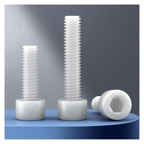 M3 M4 M5 M6 M8 M10 Schwarz/Weiß Nylon Sechskantschraube mit Innensechskant, Topfkopf, gerändelter Kunststoffbolzen compatible Isolierungszwecke(M8x60(5pcs)) von UHNYTRV
