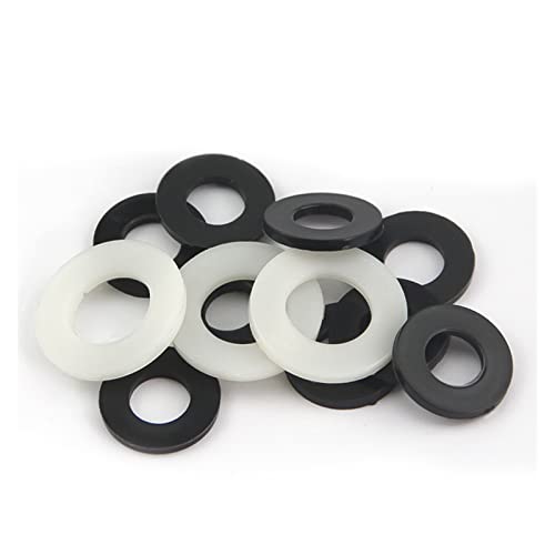 Schwarz Weiß Nylon flache Waschmaschine Kunststoff Dichtung Ring Isolierung Spacer M2 M2.5 M3 M4 M5 M6 M8 M10 M12 M14 M16 M18 M20(Bianco,M4X10X1(100pcs)) von UHNYTRV