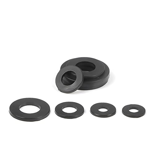 Schwarz Weiß Nylon flache Waschmaschine Kunststoff Dichtung Ring Isolierung Spacer M2 M2.5 M3 M4 M5 M6 M8 M10 M12 M14 M16 M18 M20(Black,M4X9X1(100pcs)) von UHNYTRV