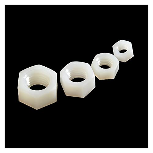 Schwarzweiß-Nylon-Sechskantmutter-Kunststoff-Gewinde-Sechskantmuttern M2 m2.5 m3 m4 m5 m6 m6 m0 m10 m12 m14 m16 m18 m20(Bianco,M4 (100pcs)) von UHNYTRV