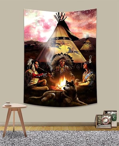UHOMETAP Indianer-Wandteppich, 101,6 x 152,4 cm, psychedelischer Sternen-Wandteppich, Südwest-Tribal-Kunst, Wandbehang für Wohnzimmer, Schlafzimmer, GTWYUH771 von UHOMETAP