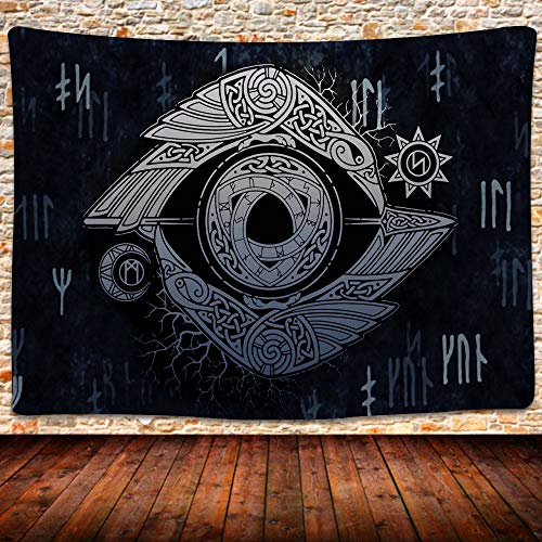UHOMETAP Viking Art Tapisserie Odins Ravens Wikinger Krähe Tapisserie nordische Mythologie Kunst Wandbehang Dekor für Schlafsaal Wohnzimmer Zuhause 80 x 60 Zoll GTLSUH534 von UHOMETAP