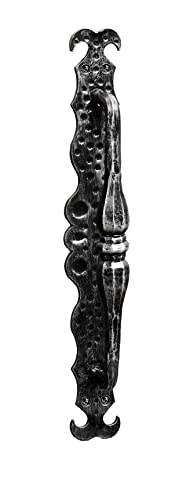 UHRIG Türgriff Ziehgriff aus massivem Stahl geschmiedet, für Haustür, Eingangstür, Schiebetür, Tor uvm. antik Eisen-Kunst (Antik Schwarz/Silber) von UHRIG