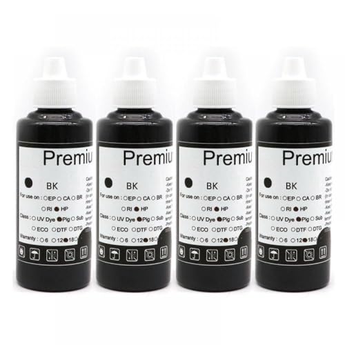 UHRSERNJ 100 ml Pigmenttinte, Nachfüllpackung, kompatibel mit 952 953 954 955 950 951 932 933 956 957 711 960 7740 8210 8710 8100 8620 7610 7510 T 120 Zähne. 520 (4 Stück, schwarz) von UHRSERNJ