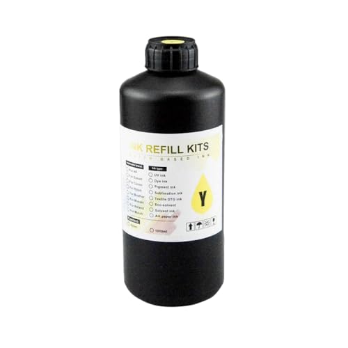 UHRSERNJ 1000 ml Universal-LED-Tinte kompatibel mit DX4 DX5 DX6 Print THED für L800 L805 R1390 R1400 R1410 4800 7800 9800 Drucker (1000 ml - Soft UV - Y) von UHRSERNJ