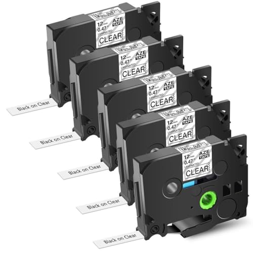 UHRSERNJ 12 mm 5pk schwarz auf klares laminiertes Etikettbandkapitibel, kompatibel mit TZ131 Tze-131 Kompatibel mit PT-1000-Etikettendrucker UHRSERNJ 12 mm 5pk schwarz auf klares laminiertes Etikettbandkapitibel, kompatibel mit TZ131 Tze-131 Kompatibel mit PT-1000-Etikettendrucker von UHRSERNJ