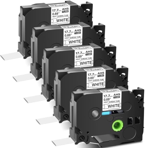 UHRSERNJ 5pk 17,7 mm Wärme Schrumpfschlauch schwarz auf weißem Etikett funktioniert mit HS 241 HSE-241 kompatibel Kompatibel mit Etikettendrucker wie PT-1800 UHRSERNJ 5pk 17,7 mm Wärme Schrumpfschlauch schwarz auf weißem Etikett funktioniert mit HS 241 HSE-241 kompatibel Kompatibel mit Etikettendrucker wie PT-1800 von UHRSERNJ