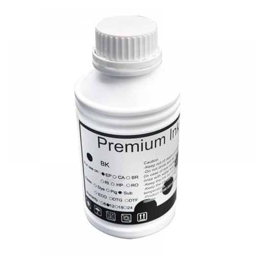 UHRSERNJ Fluoreszierende Wärmelentransfertinte kompatibel mit i3200 I1600 TX800 XP600 5113 4720 Kompatibel mit thermische Sublimation auf Backbecherbekleidung T-Shirts(BK-1000ml) von UHRSERNJ