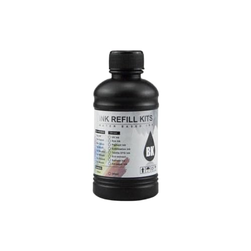 UHRSERNJ LED-Tinte, 250 ml pro Flasche, kompatibel mit DX4 DX5 DX6 Print THEADS für L800 L805 R1390 R1400 R1410 I3200 1600 Universaldrucker (Hard Ink-BK) von UHRSERNJ