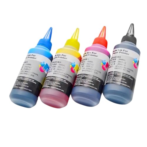 UHSTJW 100 ml Magnetische universelle Farbstofftinte Tinte für Tintenstrahldrucker kompatibel mit 4 Farben Patronendrucker(Black-4 Bottles) von UHSTJW