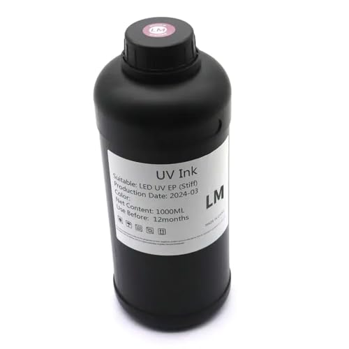 UHSTJW 1000 ml Tinte kompatibel mit i3200 LED I1600 TX800 XP600 L800 L1800 L805 DX5 DX7 PINTHEAD Kompatibel mit einen modifizierten Drucker mit Weich- oder Harttuschpatronen(1000ml-Hard-LM) von UHSTJW