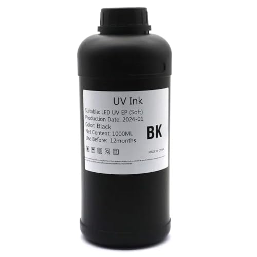UHSTJW 1000 ml Tinte kompatibel mit i3200 LED I1600 TX800 XP600 L800 L1800 L805 DX5 DX7 PINTHEAD Kompatibel mit einen modifizierten Drucker mit Weich- oder Harttuschpatronen(1000ml-soft-BK) von UHSTJW