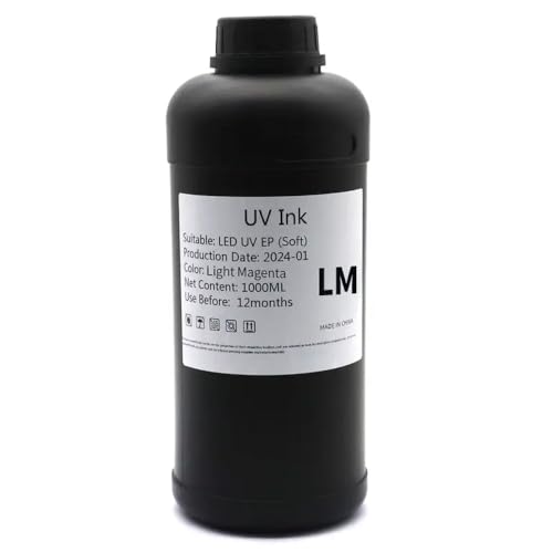 UHSTJW 1000 ml Tinte kompatibel mit i3200 LED I1600 TX800 XP600 L800 L1800 L805 DX5 DX7 PINTHEAD Kompatibel mit einen modifizierten Drucker mit Weich- oder Harttuschpatronen(1000ml-soft-LM) von UHSTJW