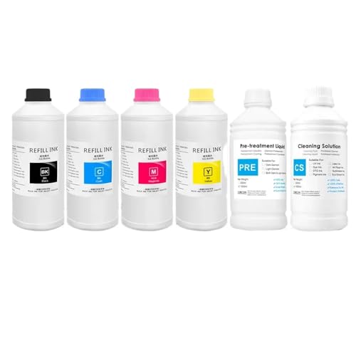 UHSTJW 1000 ml magnetische DTG -Tinte Kompatibel mit Textildruck, kompatibel mit DX5 DX6 DX7 TX800 5113 4720 Printheads Works mit L1800 1390 R1900 R2000 F2000 F2100(Cleaning Solution) von UHSTJW