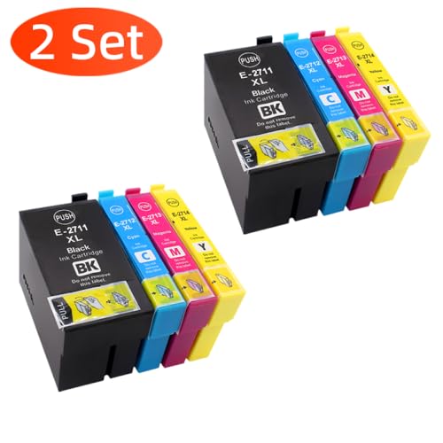 UHSTJW 1Set T2711 T2714 Tintenpatrone kompatibel mit Arbeitskräften WF7110 WF7610 WF7620 WF3620 WF3820 WF3640 3640D 7110DTW 7610DWF 7620DWF -Druckerersatz(2 Set) von UHSTJW