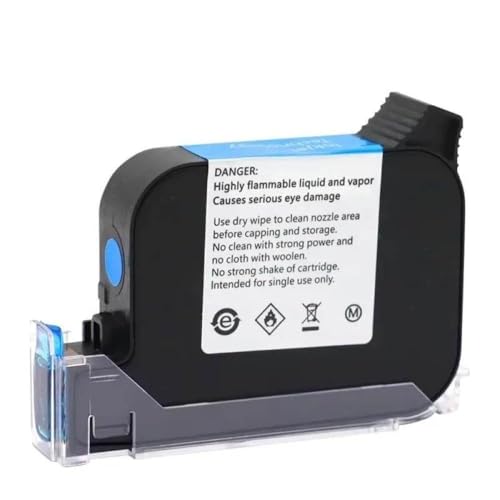 UHSTJW 25,4 mm Eco Lösungsmittel Tintenpatrone kompatibel mit thermischen Handheld -Druckern Kompatibel mit QR -Code -Barcode -Druck auf Glasbeutel Kartonschachtel Holzplastikoberflächen(25.4mm-Blue) von UHSTJW