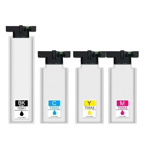 UHSTJW 4PCS T05A1 T05A2 T05A3 T05A4 Tintenpigment-Tinte-Tinte mit Workforce Pro WF-C878R WF-C879R C878R Drucker Tinte Ersatzbeutel(1Set 4Color) von UHSTJW