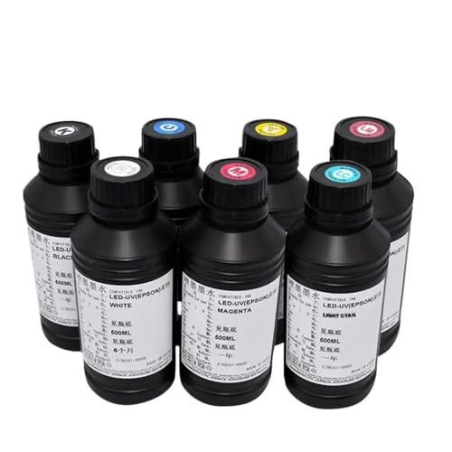 UHSTJW 500 ml Flaschen -LED -Tinte kompatibel mit L800 L805 L1800 R290 R330 1390 1400 1410 Drucker Lack Gloss Hart- und Weichtinte für Tintenstrahldruck(Light Magenta-Hard) von UHSTJW
