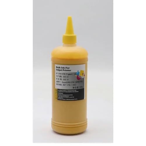 UHSTJW 500ml Pigmenttinte kompatibel mit WF-C5390 C5290 C5890 C5790 C5210 5710 C5810 C5310 Drucker Arbeiten auch mit T11D1 T11C1 T9441 T945 T946 T11G T902XL CARTRIDSGE(Yellow) von UHSTJW