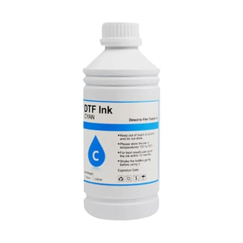 UHSTJW DTF Tinte 500 ml 5 Farben für direkte Druckerfilm -Wärmeübertragung kompatibel mit PET -Film Hot Melt Pulver Transfer Film Textile DTF -Druck(Cyan-500ML) von UHSTJW