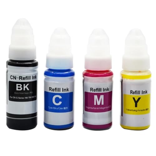 UHSTJW Flaschen nachfüllen Tinte Tintas GI-190 490 790 890 990 kompatibel mit G1200 G2200 G3200 G4200 G1500 G2500-Drucker der Serie(1BK 1C 1M 1Y) von UHSTJW