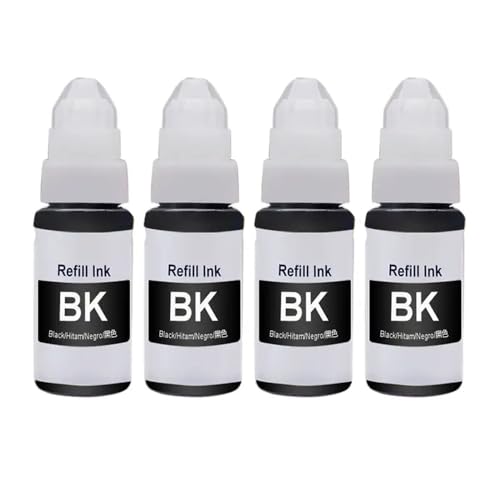 UHSTJW Kompatible Nachfüllfarbstofftinte Bk C m y Kompatibel mit nachfüllbare Tintenstrahldrucker Modelle G1800 G2800 G3800 G1000 G2000 G3000 G1100 G2100 G3100 G1900 und QY6-8004(4pcs BK) von UHSTJW