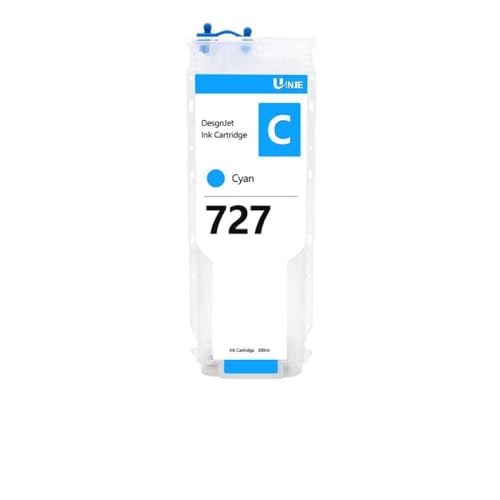 UHSTJW Nachfüllbare Tintenpatrone mit permanentem Chip 300ml kompatibel mit 727 727XL Kompatibel mit DesignJet T920 T930 T1500 T1530 T2500 T2530 Drucker(F9J76A- Cyan) von UHSTJW