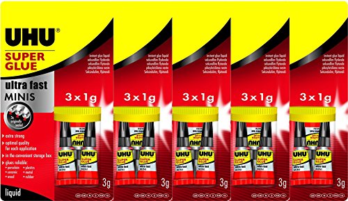 UHU Sekundenkleber blitzschnell MINIS, flüssig 3 x 1g (5 Packungen) von UHU®