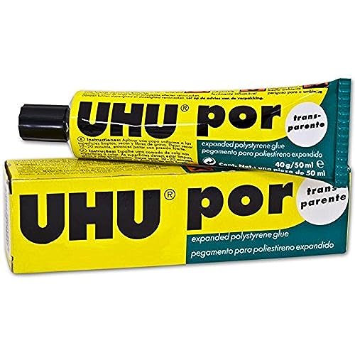4 x Uhu Por Kleber, selbstklebend – Polystyrolkleber 40 g/50 ml von UHU