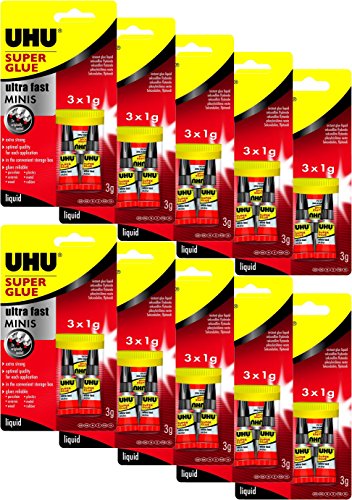 UHU 45415 SEKUNDENKLEBER blitzschnell Minis 3 x 1 g (10 Packungen) von UHU