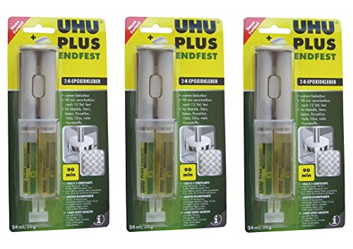 UHU 45585-2-Komponentenkleber, Doppelkammerspritze, Plus Endfest, 25 g / 24 ml (Endfest - 24 ml Doppelkammerspritze | 3er Pack) von UHU