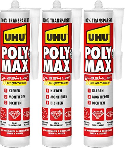 UHU 47855 Montage und Dichtkleber (POLY MAX glasklar Express 300 g/3er Pack) von UHU