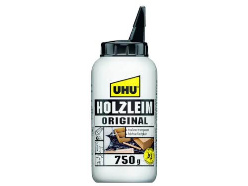 UHU Holzleim Original Flasche, Universeller Weißleim - geeignet für alle üblichen Holzarten und -verklebungen, 750 g von UHU