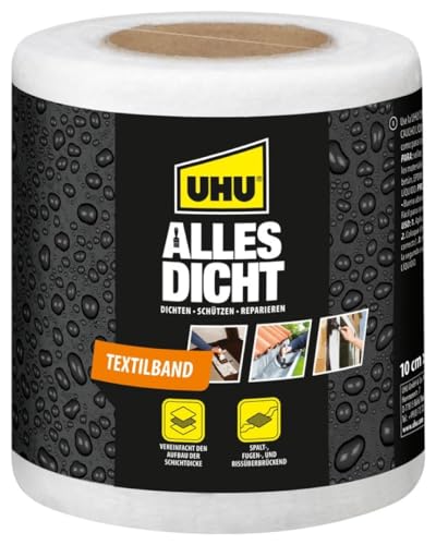 UHU Alles Dicht Textilband – Wasserdichtes Band zum Dichten, Schützen und Reparieren – Für innen und außen – 1 x 10 cm x 10 m Dichtungsband von UHU