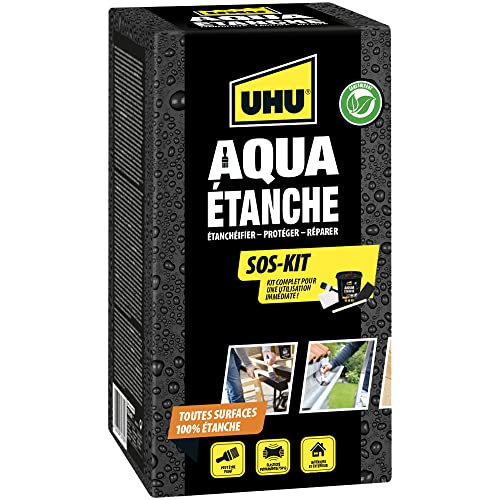 UHU Alles Dicht SOS-KIT – Zum Dichten, Schützen und Reparieren – Wasserdicht – Für innen und außen – Mit 750 ml Dichtmasse, Pinsel, Rührstab und Dichtband von UHU