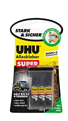 UHU Alleskleber SUPER MINIS – Super starker und super schneller Universalkleber in praktischen Mini-Tuben – Nachkorrigierbar – 3 x 1 g von UHU
