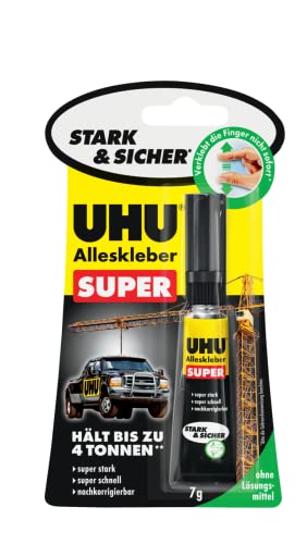 UHU Alleskleber Super Tube, Super starker und super schneller Alleskleber, 7 g von UHU