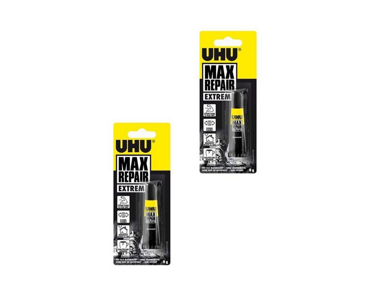 UHU Bastelkleber UHU Max Repair Extreme Kleber 8g transparent Polymer Technologie (2er UHU Bastelkleber UHU Max Repair Extreme Kleber 8g transparent Polymer Technologie (2er von UHU