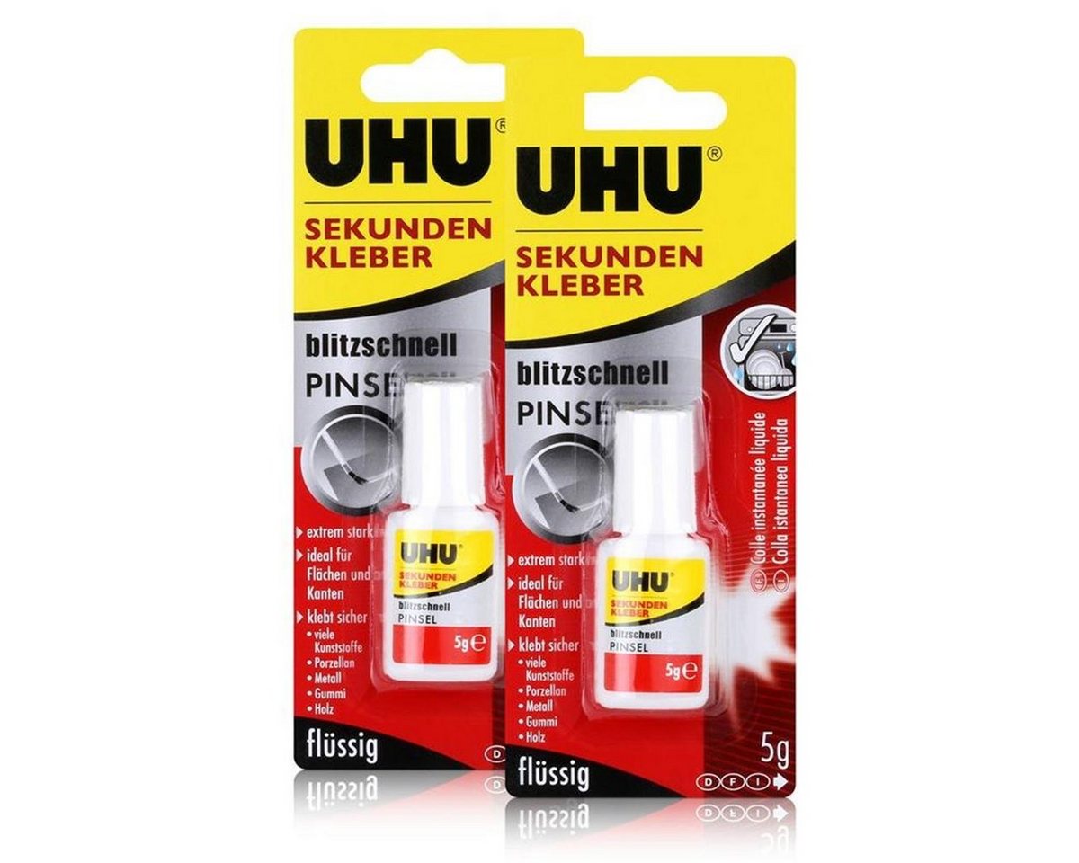 UHU Bastelkleber UHU Sekundenkleber blitzschnell mit Pinsel 5g - extrem stark (2er Pack UHU Bastelkleber UHU Sekundenkleber blitzschnell mit Pinsel 5g - extrem stark (2er Pack von UHU