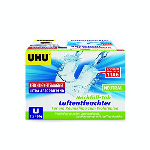 UHU Feuchtigkeitsmagnet Nachfülltab, Innovative Nachfülleinheit für handelsübliche Luftentfeuchter bekämpft Feuchtigkeit und Schimmel in Wohnräumen jetzt noch effektiver, 2 x 450 g UHU Feuchtigkeitsmagnet Nachfülltab, Innovative Nachfülleinheit für handelsübliche Luftentfeuchter bekämpft Feuchtigkeit und Schimmel in Wohnräumen jetzt noch effektiver, 2 x 450 g von UHU