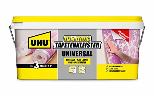 UHU Fix & Fertig Kleister Universal, Fertigkleister für die einfache Anbringung von Tapeten aller Art, Eimer 2,5 kg von UHU