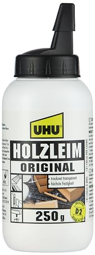 UHU Holzleim Original Flasche, Universeller Weißleim - geeignet für alle üblichen Holzarten und -verklebungen, 250 g von UHU
