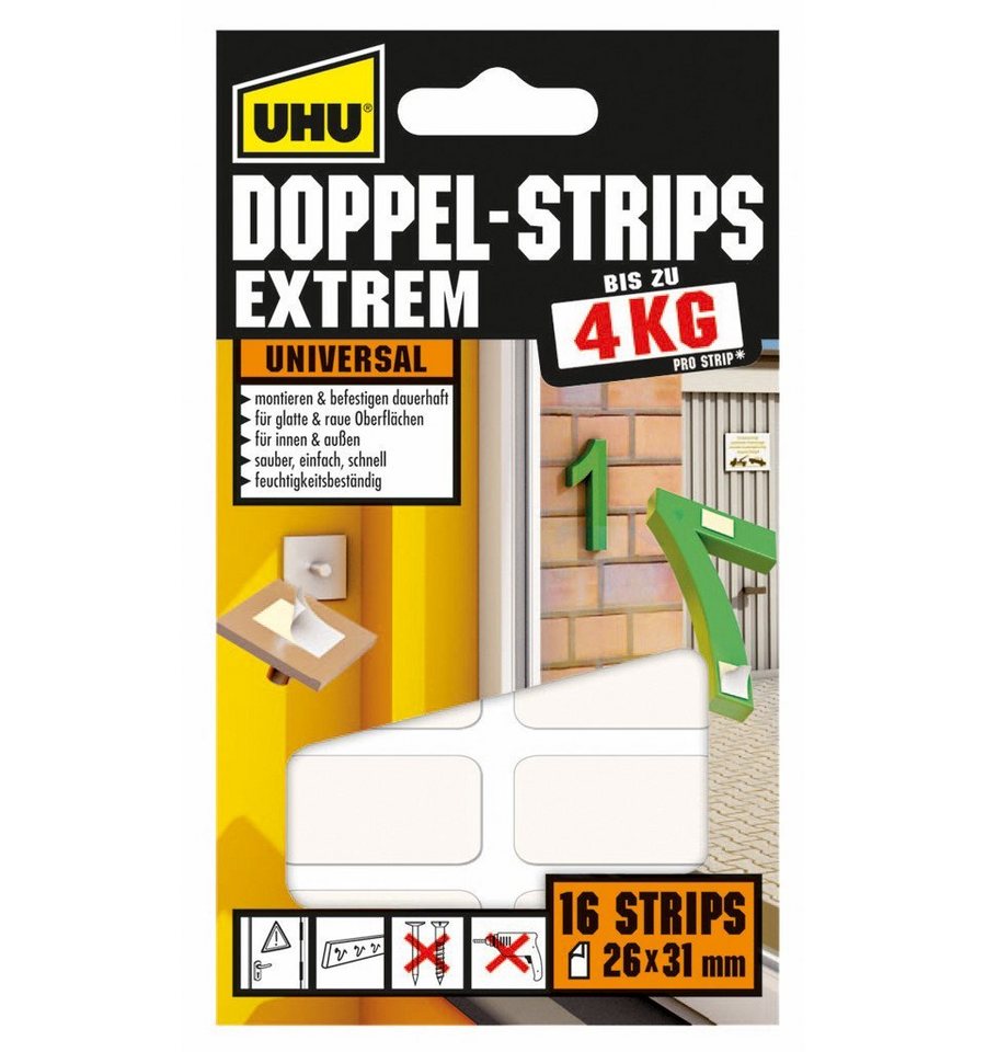UHU Klebepad UHU Doppelstrips extrem 16 Stück UHU Klebepad UHU Doppelstrips extrem 16 Stück von UHU