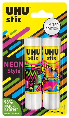 UHU Klebestift Smiley Edition, Blister 2 x 21 g, Schwarz von UHU